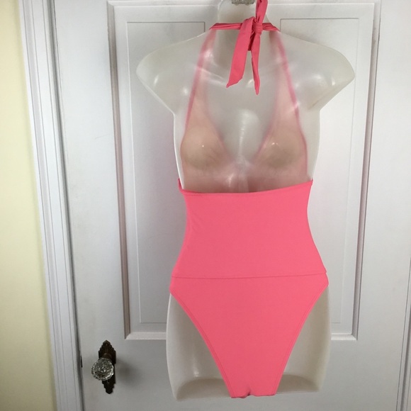 Cupshe Pink One Piece Plunge Swimsuit Ruched NWT - Picture 4 of 6